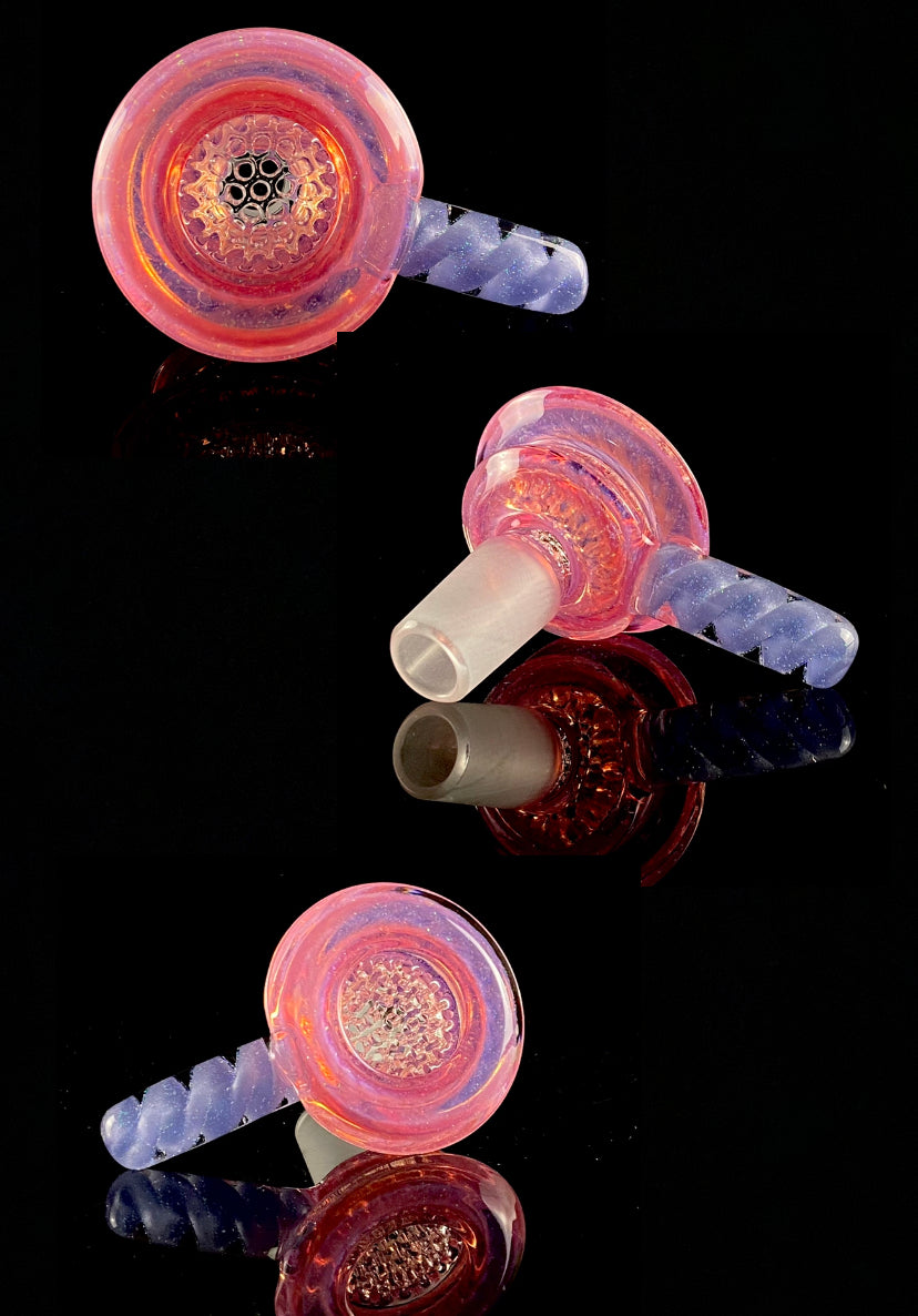 18mm Telemagenta Crushed Opal and Purple Satin Crushed Opal 38 Hole UFO Slide